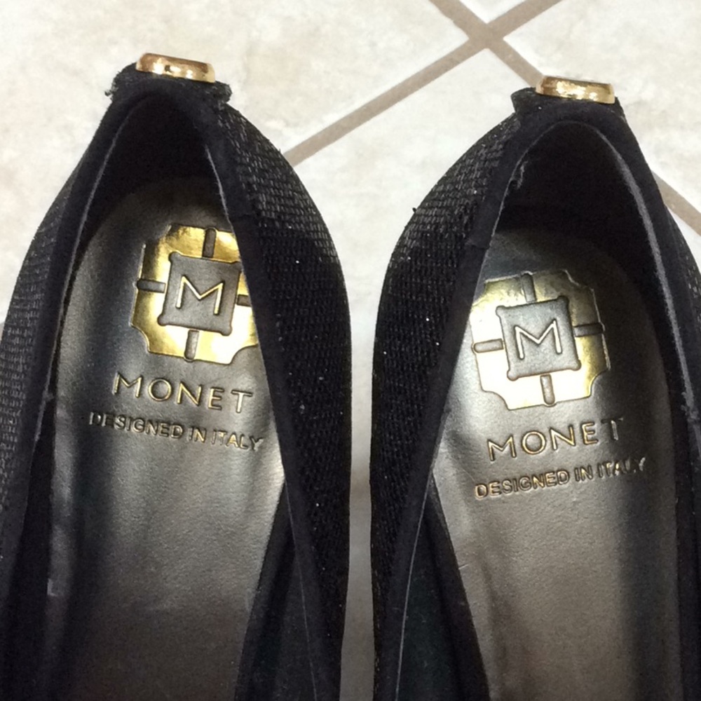 Monet 8M black sparkly heels EUC - Picture 6 of 8